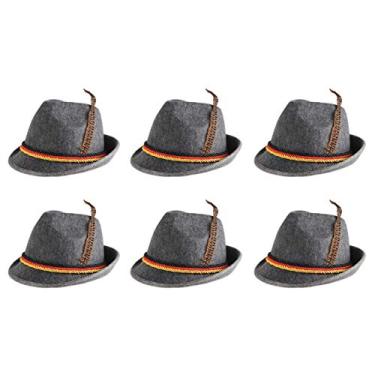 Imagem de Beistle 6 peças de tecido de feltro alemão alpino chapéus com penas tema Oktoberfest lembrancinhas de fotos adereços