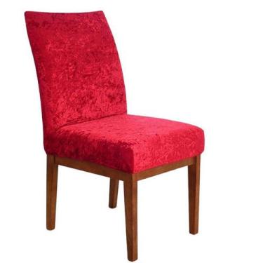 Imagem de Kit 3 Capa Cadeira Veludo Sala De Estar Exclusiva Vermelho - Charme Do