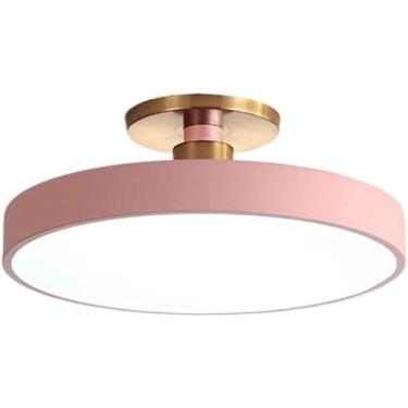 Imagem de Simples E Moderno Luminária De Teto Luminária De Teto Doméstica Luminária De Teto Colorida 3 Cores De Luz Variáveis ​​Lustre De Instalação Embutida Para Sala De Estar, Quarto, Sala De Jantar,Rosa,
