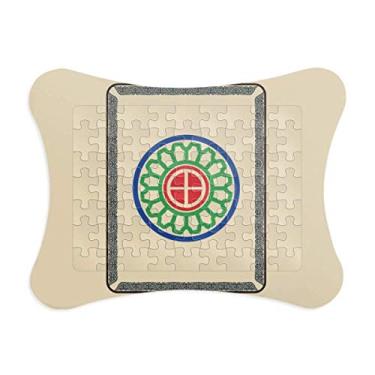 Imagem de Mahjong – Moldura de quebra-cabeça com estampa de azulejo com pontos circulares