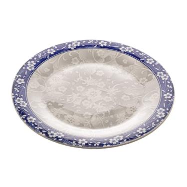 Imagem de PRATO RASO DE PORCELANA GARDEN 26CM BRANCO E AZUL