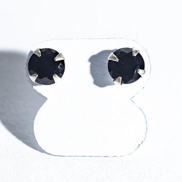 Imagem de Brinco Ponto de Luz Zircônia Obsidiana Negra 5mm Prata 925 136806