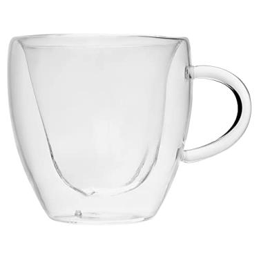 Imagem de Mimo Style Par de Copos Para Café Parede Dupla Com Alça Formato Coração, Material Vidro Borossilicato, Capacidade de 250ml, Resistente, Suporta Altas e Baixas Temperaturas