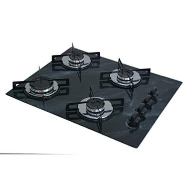 Imagem de CHAMALAR Cooktop Premium 4 Bocas Ultra Chama Marmorizado Preto Bivolt, 126