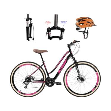 Imagem de Bicicleta KSW Sunny Aro 29 Feminina Modelo Retro Toda em Aluminio 21 Marchas Freio a Disco Garfo de Susensão com Trava Pneus Faixa Bege,15,Preto Rosa