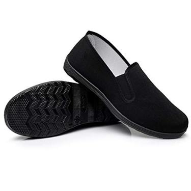 Imagem de Sapatos de arte marcial/Kung Fu/Tai Chi sapatos de lona com sola de borracha unissex preto, Preto, 37/38 BR