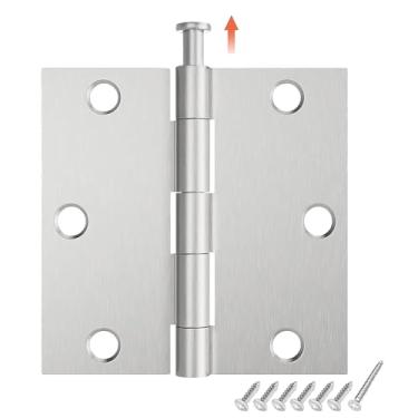 Imagem de HOSOM Pacote com 12 dobradiças de porta de 8,5 cm com canto quadrado, dobradiça interna de níquel acetinado para quarto, banheiro, armário e mais