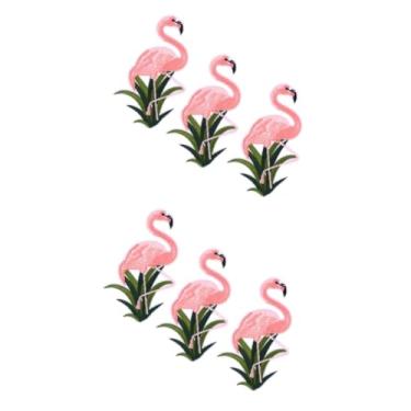 Imagem de SEWACC 20 Unidades flamingo ferro em patch cola quente Adesivo térmico remendo do flamingo aplique de flamingo remendos bordados flamingo roupas Bandeira fragmento Acessórios