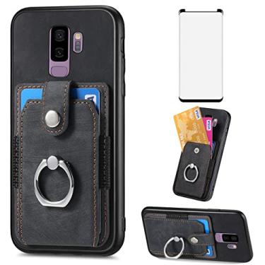 Imagem de Asuwish Capa de celular para Samsung Galaxy S9 Plus com protetor de tela de vidro temperado e suporte de anel fino, suporte para cartão de crédito, acessórios para celular S9+ 9S 9+ S 9 9plus S9plus