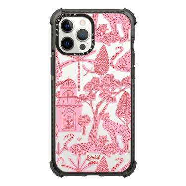 Imagem de CASETiFY Capa Ultra Impact para iPhone 12 Pro Max [proteção contra quedas de 3 metros] - Cheetah Paradise Pink - Preto transparente