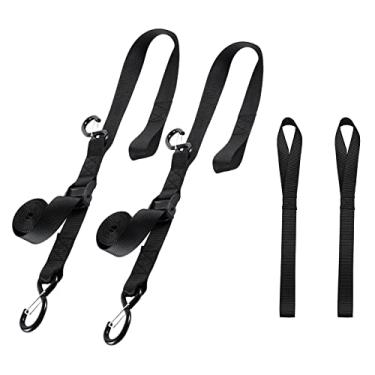 Imagem de Alças de amarração para guidão de motocicleta, alças de bicicleta de sujeira, tiras de amarração de fivela curta com gancho S e alças macias para barco, caiaque, caminhão, reboque, bicicleta de sujeira, alças seguras para carro, 2 peças (3,8 cm x 8 pés)