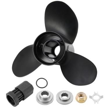 Imagem de Dokili Hélice de alumínio atualizada para barco 48-73138A45 para motor de popa Mercury 25-70HP 10-1/4x14 Pitch 13-Spline Tooth, RH, kits de cubo incluídos