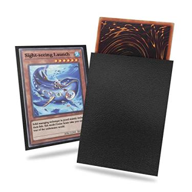 Imagem de Fabmaker Capa para cartão Yu-gi-oh preta, pacote com 200, capas de cartão pequenas japonesas 62 x 89 mm, textura traseira, embaralhamento perfeito, proteja seus cartões colecionáveis de tamanho