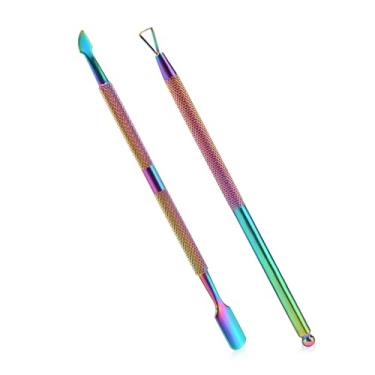 Imagem de 2 peças empurrador e cortador de cutícula com estojo de armazenamento, removedor profissional de esmalte de cutícula, conjunto de ferramentas de manicure de aço inoxidável, ferramentas de manicure