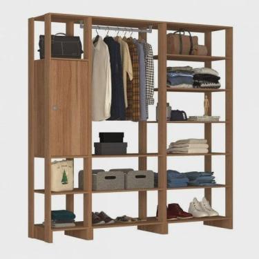 Imagem de Guarda-Roupa Closet com 1 Cabideiro 1 Porta com 2 Prateleiras e 12 Nichos Yes