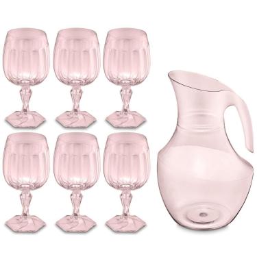 Imagem de Conjunto Jarra 2,1L E 6 Taças 350ml Plástico Jogo De Refresco Valsa UZ