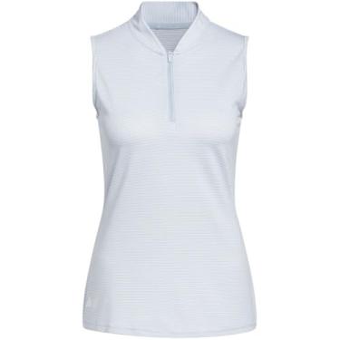 Imagem de adidas Camisa polo feminina Otomana de duas cores sem mangas Golf Azul Maravilha, GG