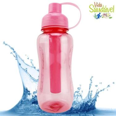 Imagem de Squeeze 600ml Com Porta Gelo Garrafa Fitness Água Academia - Clink