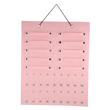 Imagem de Hairpin jóias pendurado saco de viagem organizador de jóias bandana para armário pendurado saco de armazenamento suporte de óculos suporte brinco rosa saco de parede feltro dropshipping/1745