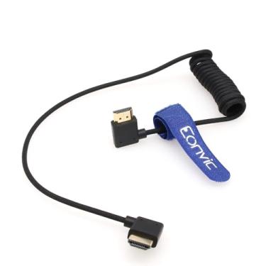 Imagem de Eonvic 2.1 8K Ângulo Reto HDMI Macho para Macho Azul Longo Trançado Espiral 8K/60Hz 48Gbps 7680x4320 Resolução para Atomos Ninja Portkeys BM5 Sony FS5 FS7 A7S3 Canon C300