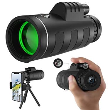 Imagem de Telescópio monocular de alta definição 40 x 60 com adaptador para smartphone, monóculo BAK4 Prism FMC com visão clara de pouca luz para vida selvagem, caça, acampamento, viagem, TWV03