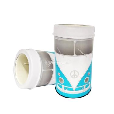 Imagem de Porta Garrafa Cerveja Retrô Kombi Cervegela 600ml Plástico - Azul/Branco