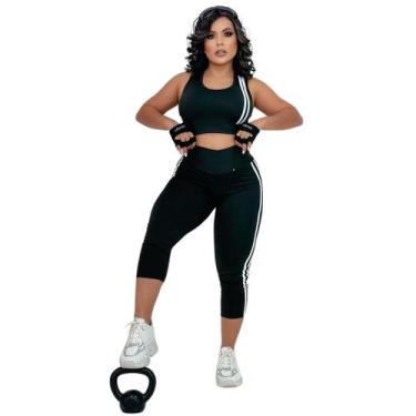Imagem de Conjunto Feminino Academia Legging Corsário e Top Fitness - WM, G, Pre