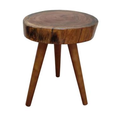 Imagem de Mesa Mesinha Lateral Canto 30cm Bolacha De Madeira Tronco Árvore Rústi
