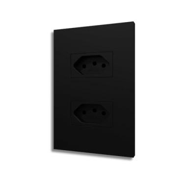 Imagem de Conjunto Tomada Dupla 20A Com Placa 4x2 Black - B.Lux - BLUX