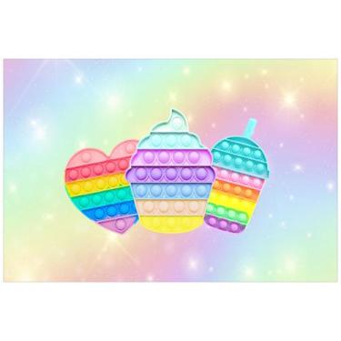 Imagem de Painel de Lona Pop It Cupcake Coração Milkshake Arco Íris Candy Color 