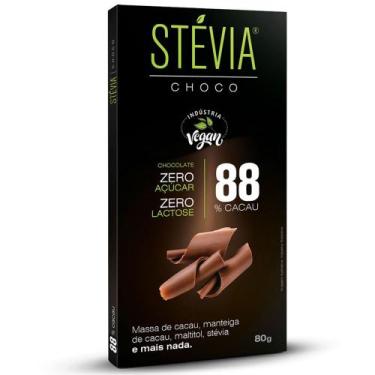 Imagem de Chocolate Vegano 88% Cacau Stévia 80g - Stevia