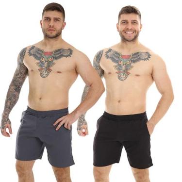 Imagem de Kit 2 Bermuda Masculina Fristyle Tactel Com Bolso Esportiva, G, Preto