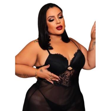 Imagem de Camisola c/ Calcinha- Plus Size- Sexy- Com Renda Francesa - Ousadia Li
