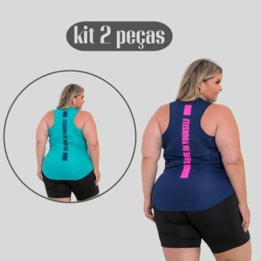 Imagem de Kit 2 Regatas Plus Size Dry Fit Feminina Academia - DCR, 1, Marinho, 1