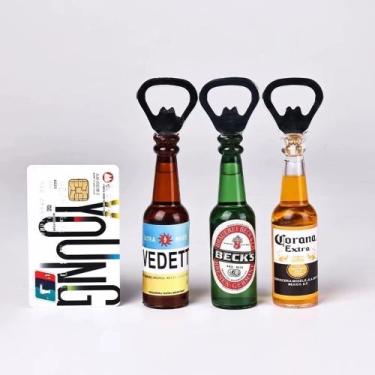 Imagem de Kit Com 10 Abridor De Latas e Garrafas Imã Geladeira Formato Cerveja -