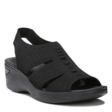 Imagem de BZees Sandália feminina Double Up Slingback Wedge, Preto, 37
