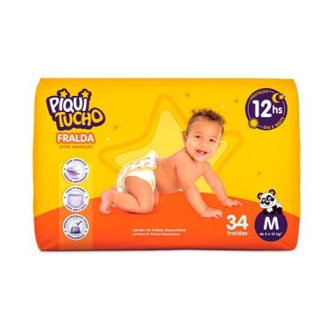 Imagem de Fralda Infantil Descartável Piquitucho Dia e Noite Tamanho M com 34 Fraldas