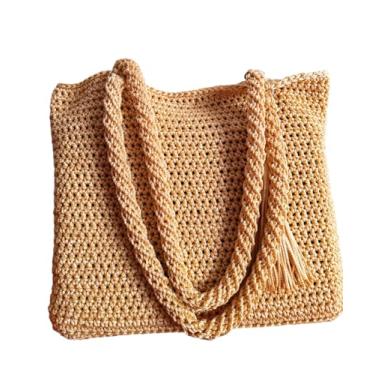 Imagem de Bolsa Crochê sacola de Fio Náutico bag Femenina Ombro praia (Palha)