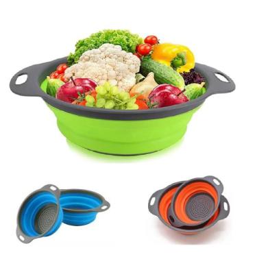 Imagem de Peneira Retrátil de Silicone Escorredor de Alimentos e Frutas Multiuso