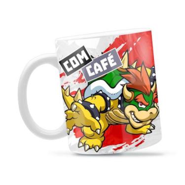 Imagem de Caneca Bowser Com Café Divertida Porcelana Xícara 325ml + Caixa Presen