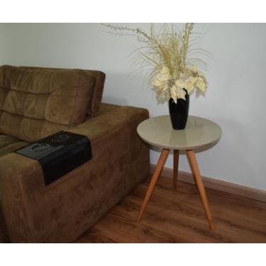 Imagem de Mesa Lateral Tampo Laqueado Para Sala Tampo 50 cm Tripé Pés Palito - F