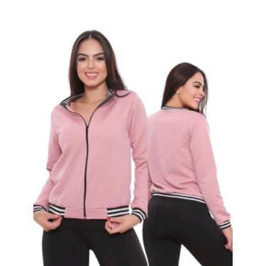 Imagem de Jaqueta Bomber Metalasse jaquetinha blusa casaquinho - M&K Shop, Rosa,