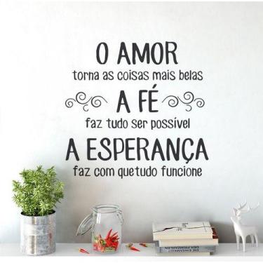 Imagem de Adesivo De Parede Decorativo Frase Amor Fé Esperança - DEKAL DECOR