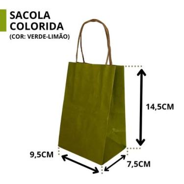 Imagem de 10 Sacola De Papel Kraft Presente Colorida 9,5x7,5x14,5cm - DB, (5033)