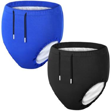 Imagem de Glitopper 2 peças de fraldas reutilizáveis para crianças com necessidades especiais, impermeável, roupa íntima para incontinência para natação, unissex (preto, azul marinho, 8 a 10 anos)