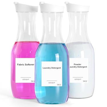 Imagem de VOTLEVT Dispensador de detergente para roupas de 1,530 g, dispensador de sabão em pó, recipiente e organizador de detergente líquido, amaciante de tecidos de plástico transparente e dispensador de pó