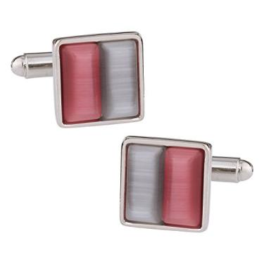 Imagem de Abotoaduras quadradas rosa e prata elegante Cuff-Daddy