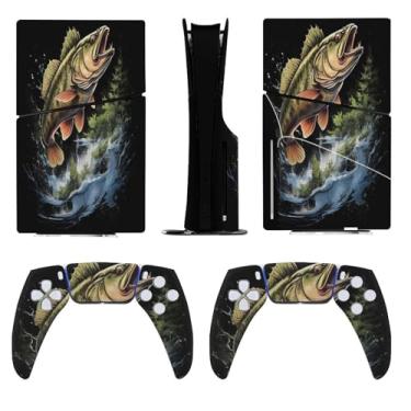 Imagem de Buyidec Adesivo para PS5 Slim Disc Bass Fish Fishing Hunting Camping Skin Console Controller Accessories Cover Skins Anime Vinyl Cover Sticker Full Set para Playstation5 Slim Disk Edition