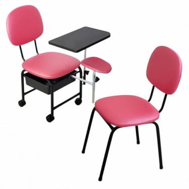 Imagem de Kit Manicure Cadeira Cirandinha + Cadeira de Cliente For-ty (Estofado Pink Facto Estrutura Preta)