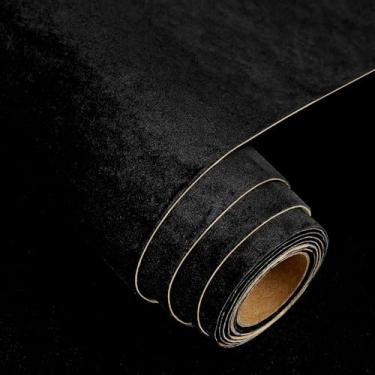 Imagem de FunStick Papel de parede preto, papel de parede texturizado de veludo preto para quarto, papel de parede removível, tecido autoadesivo, rolo de papel de contato de veludo para forros de gavetas,